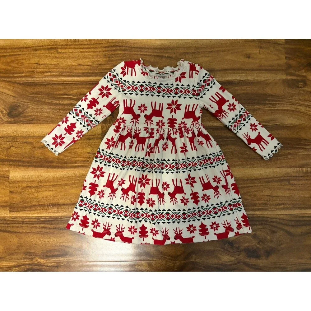 Hanna Andersson Holiday Dress, Reindeer Print, Size 3T